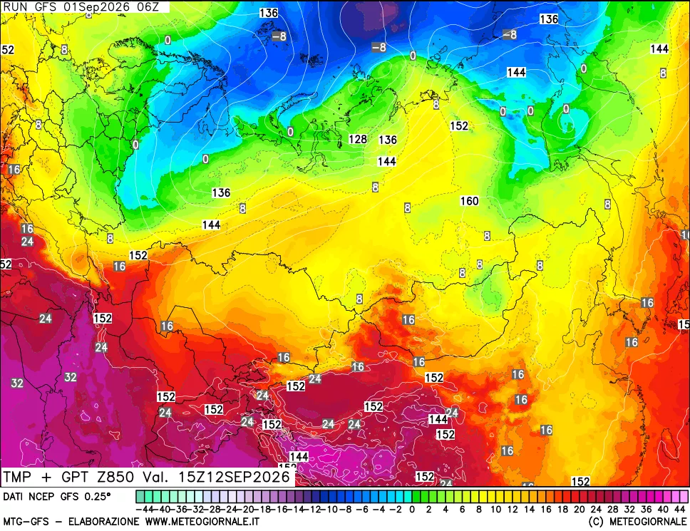 mappa 850 hPa Temp + GPT