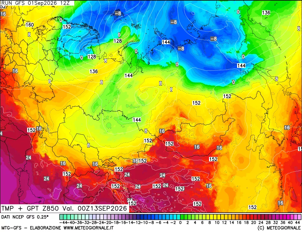 mappa 850 hPa Temp + GPT
