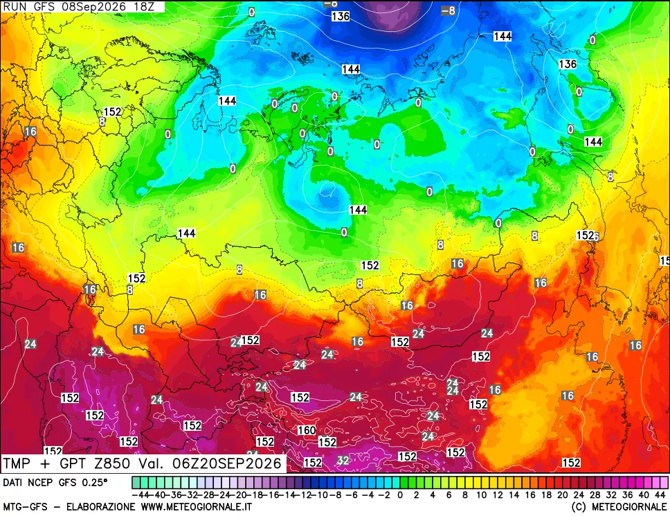 mappa 850 hPa Temp + GPT