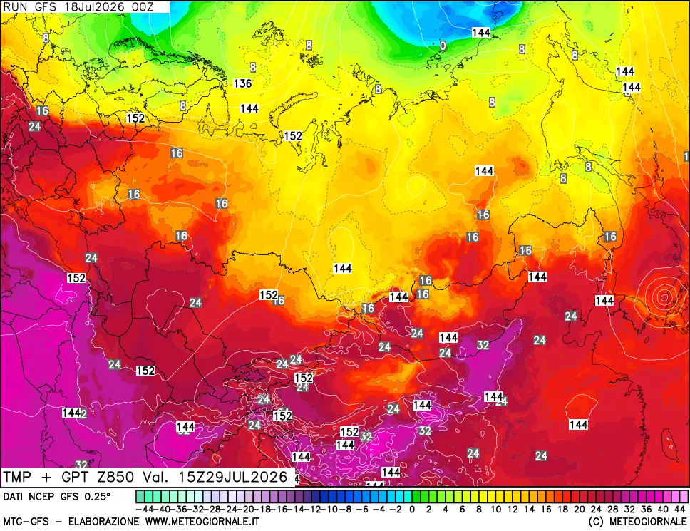 mappa 850 hPa Temp + GPT
