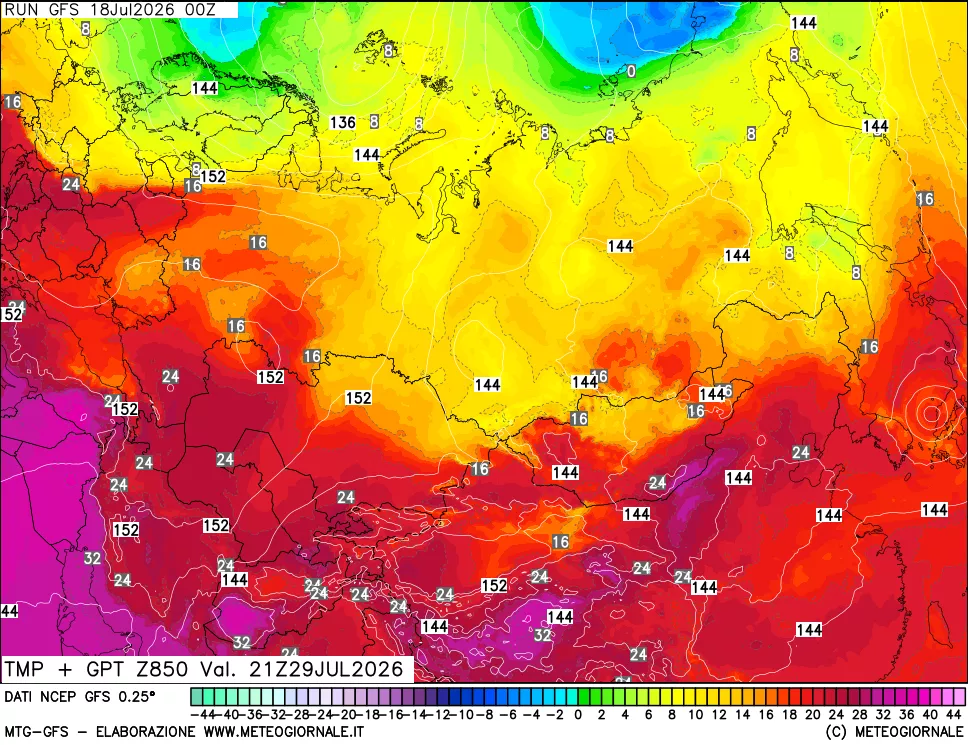 mappa 850 hPa Temp + GPT