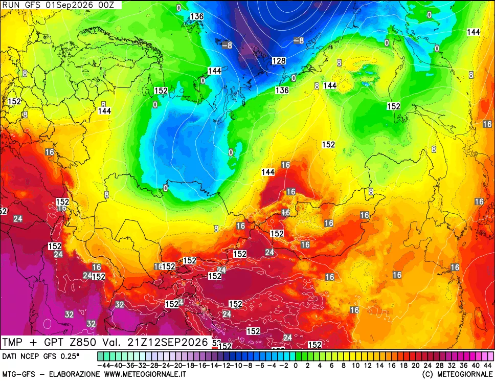 mappa 850 hPa Temp + GPT