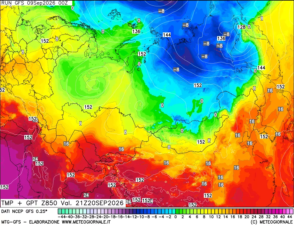 mappa 850 hPa Temp + GPT