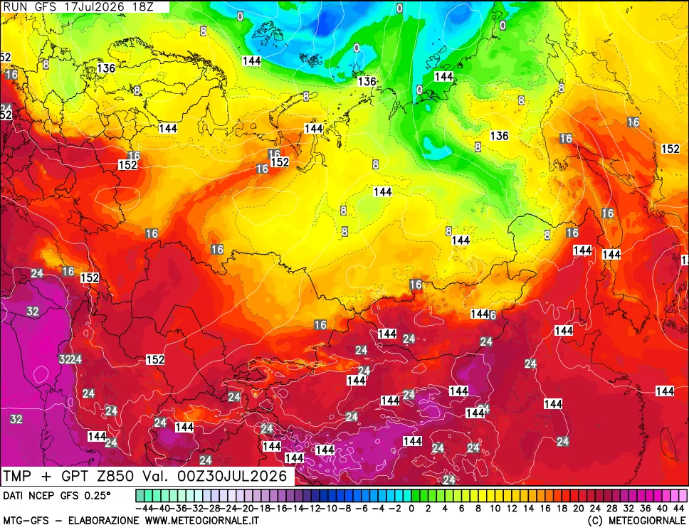 mappa 850 hPa Temp + GPT