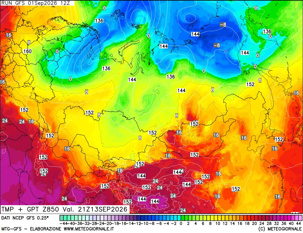 mappa 850 hPa Temp + GPT