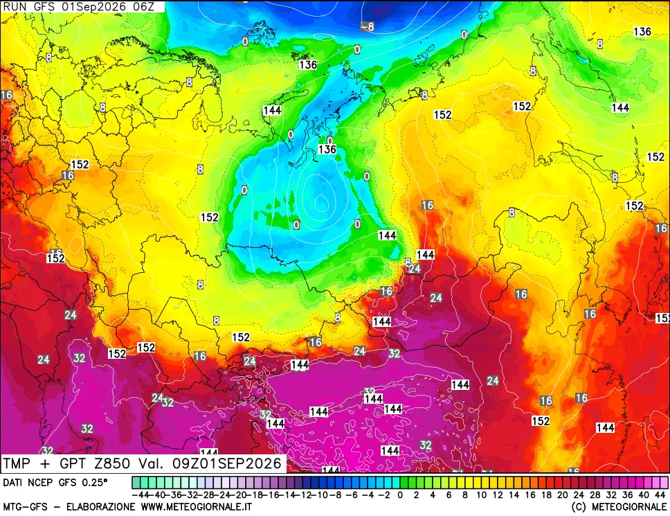 mappa 850 hPa Temp + GPT