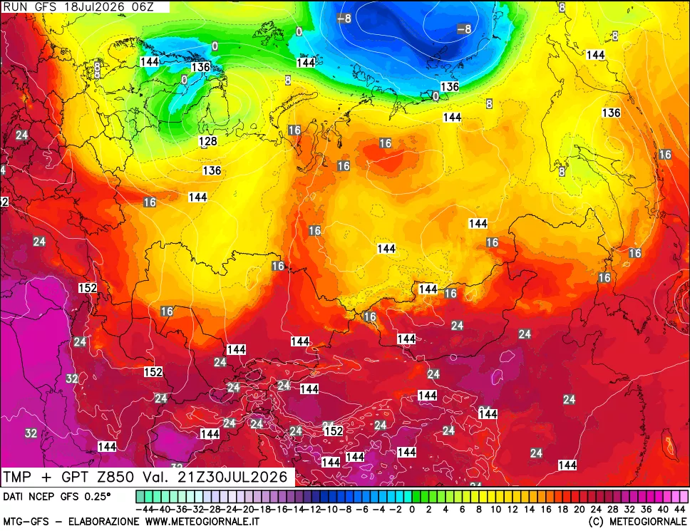 mappa 850 hPa Temp + GPT