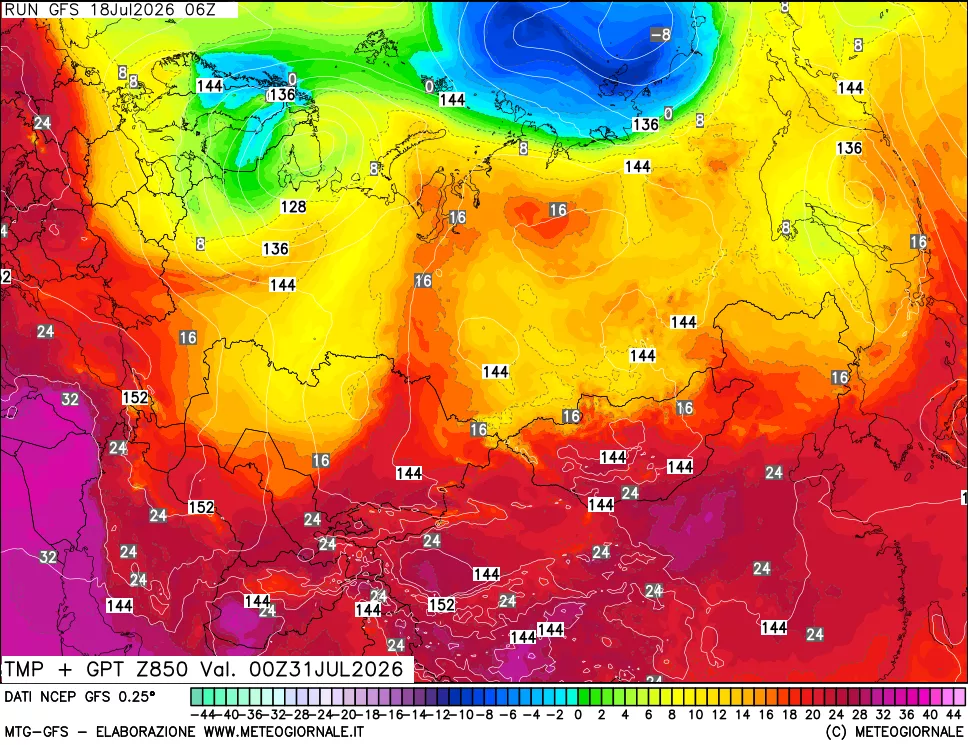 mappa 850 hPa Temp + GPT