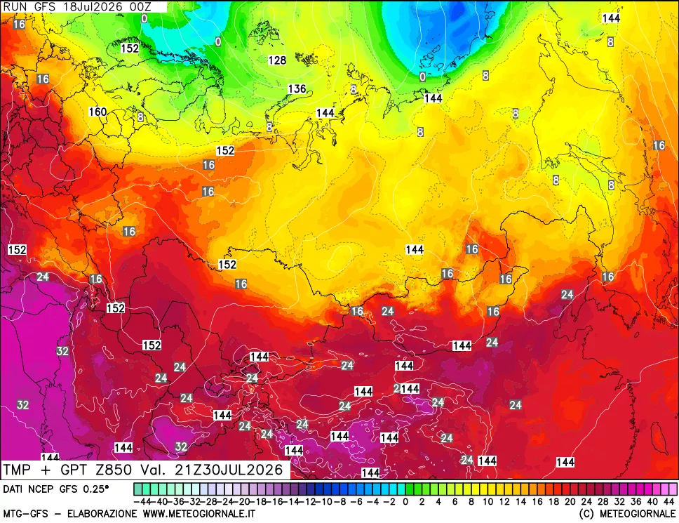 mappa 850 hPa Temp + GPT