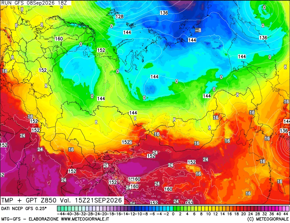mappa 850 hPa Temp + GPT