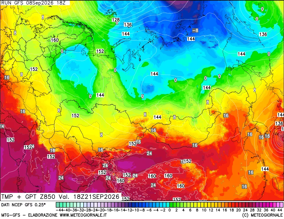 mappa 850 hPa Temp + GPT