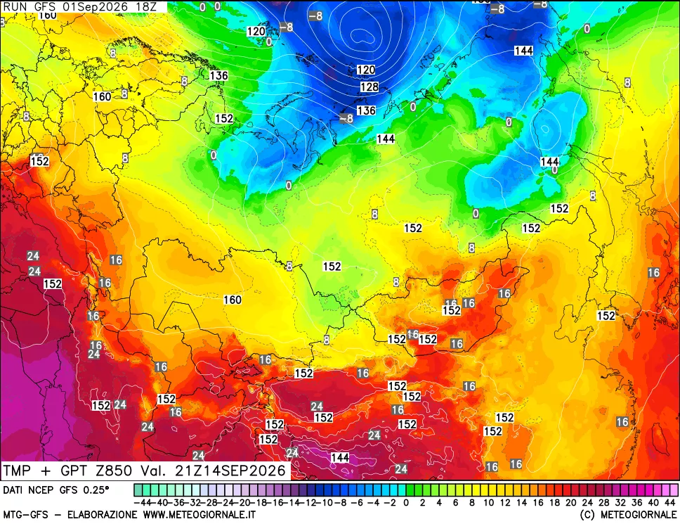 mappa 850 hPa Temp + GPT