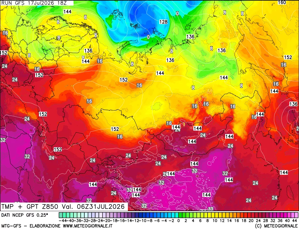 mappa 850 hPa Temp + GPT