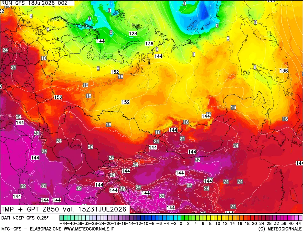 mappa 850 hPa Temp + GPT
