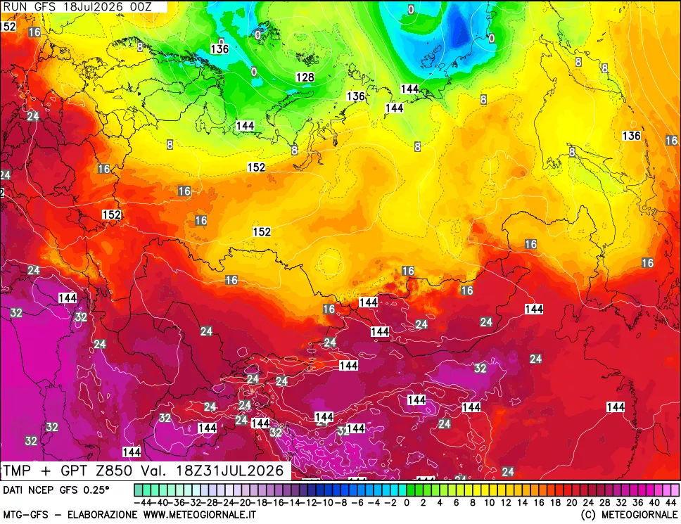 mappa 850 hPa Temp + GPT