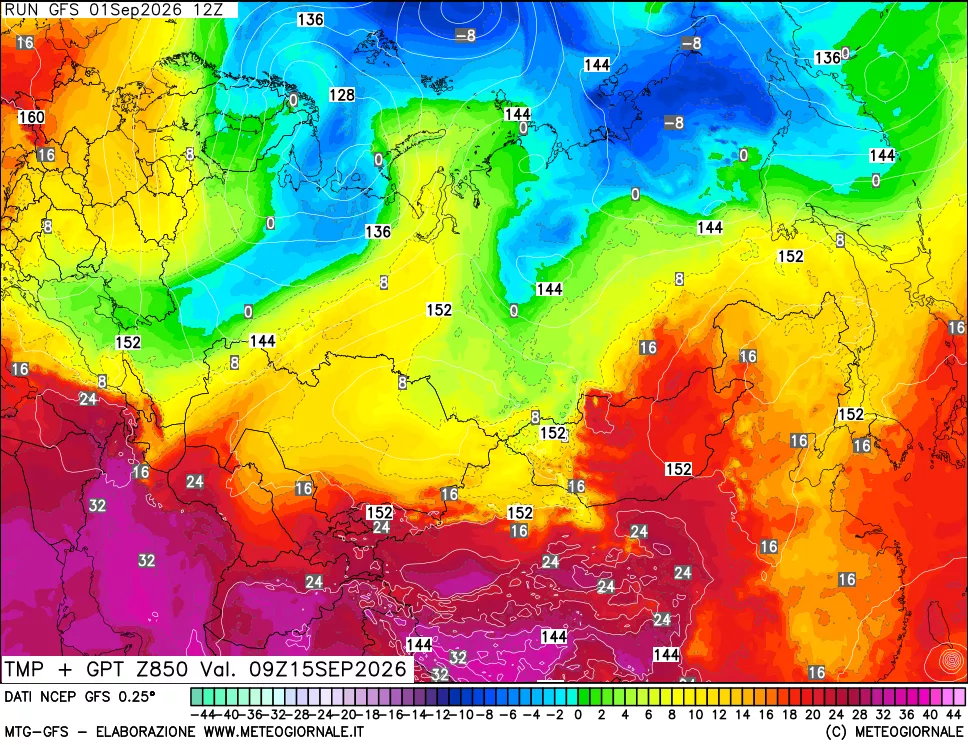 mappa 850 hPa Temp + GPT
