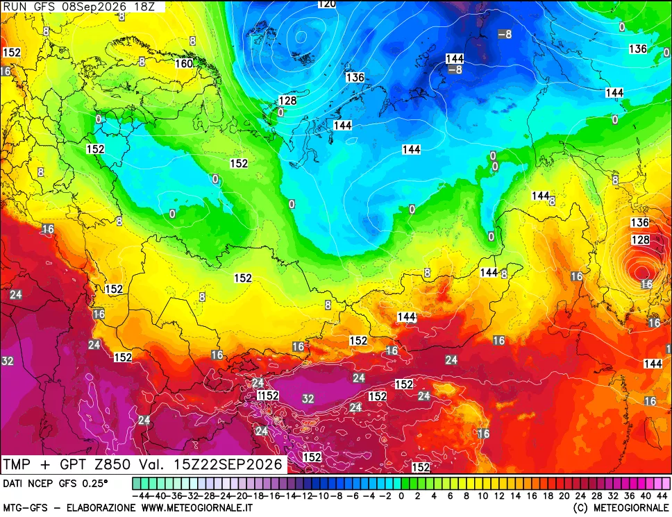 mappa 850 hPa Temp + GPT