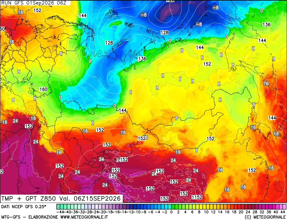 mappa 850 hPa Temp + GPT