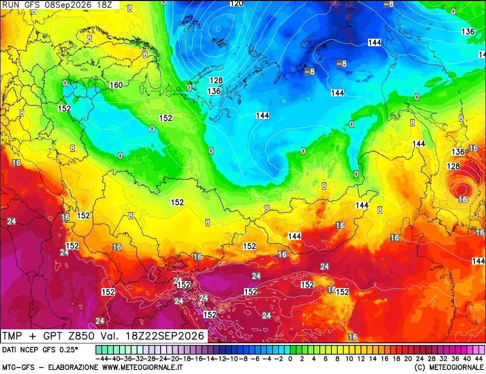 mappa 850 hPa Temp + GPT