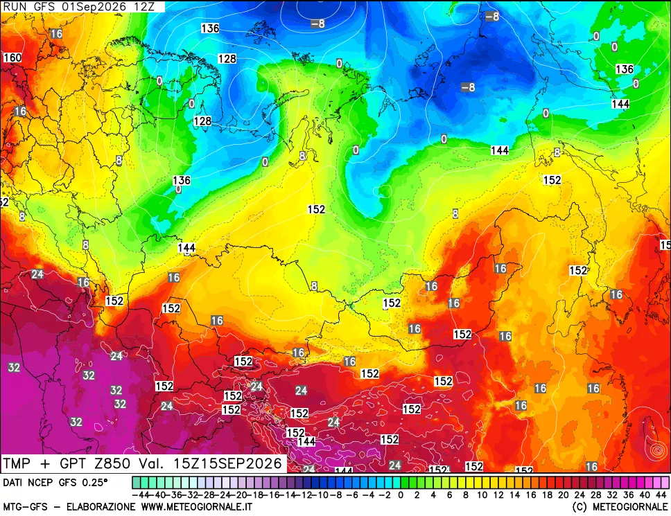 mappa 850 hPa Temp + GPT