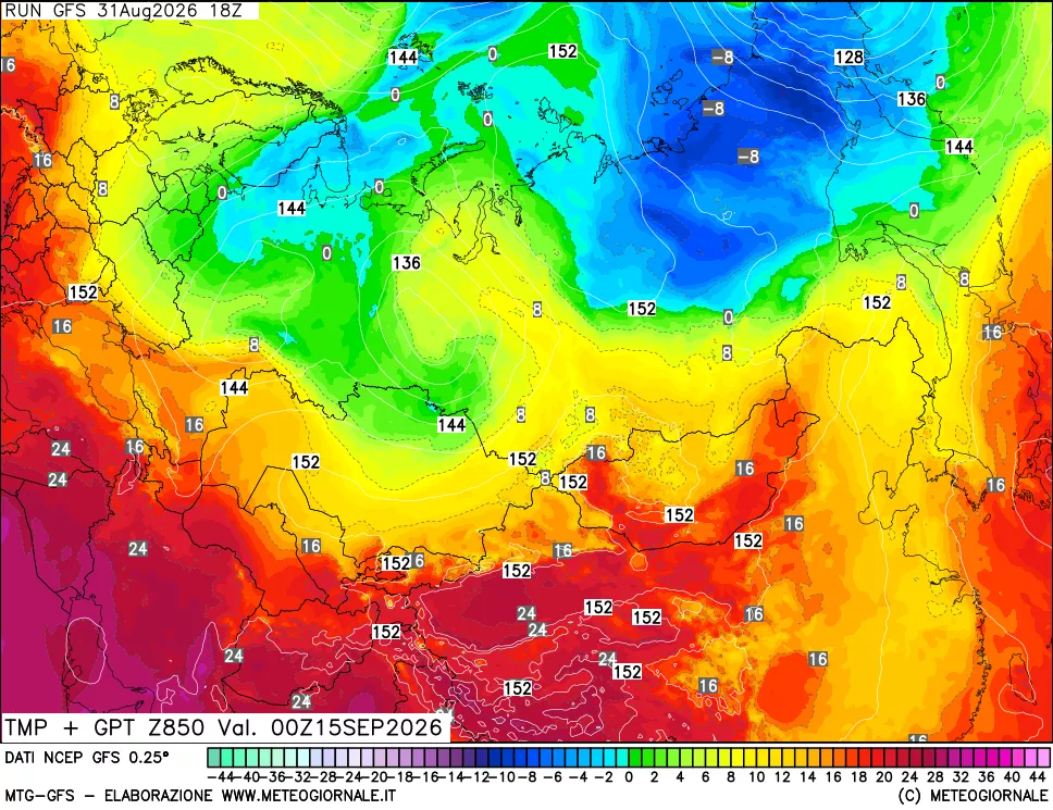 mappa 850 hPa Temp + GPT