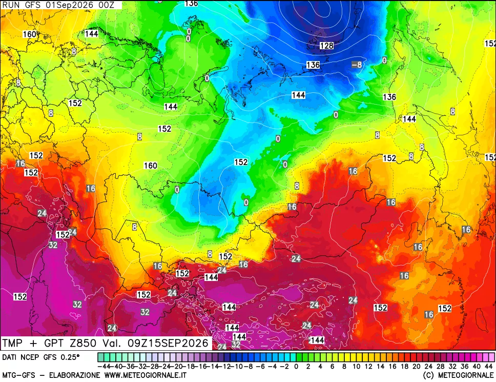 mappa 850 hPa Temp + GPT