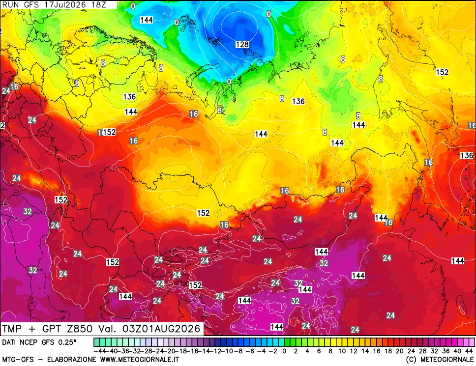 mappa 850 hPa Temp + GPT