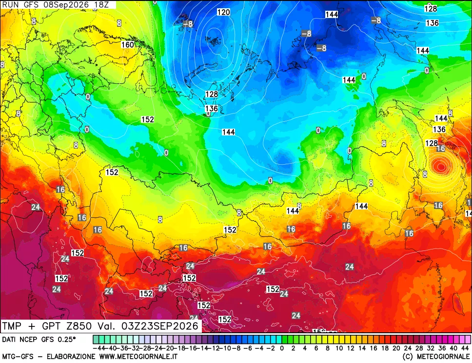 mappa 850 hPa Temp + GPT