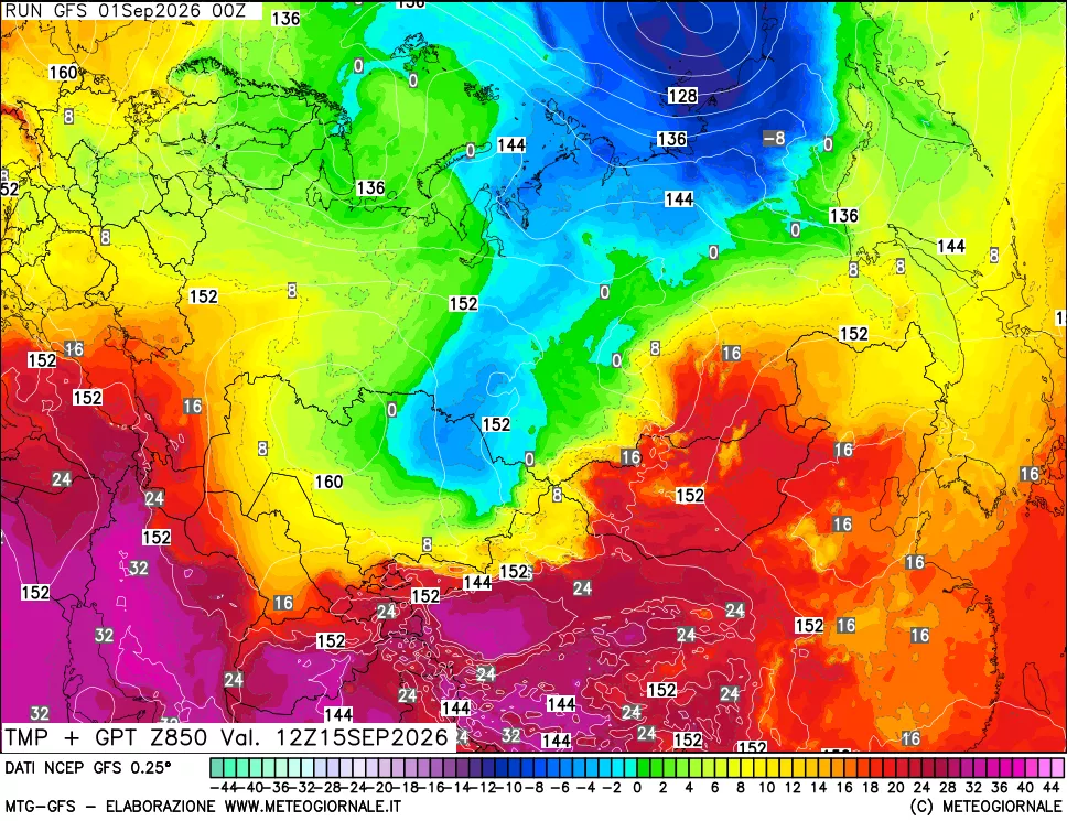 mappa 850 hPa Temp + GPT