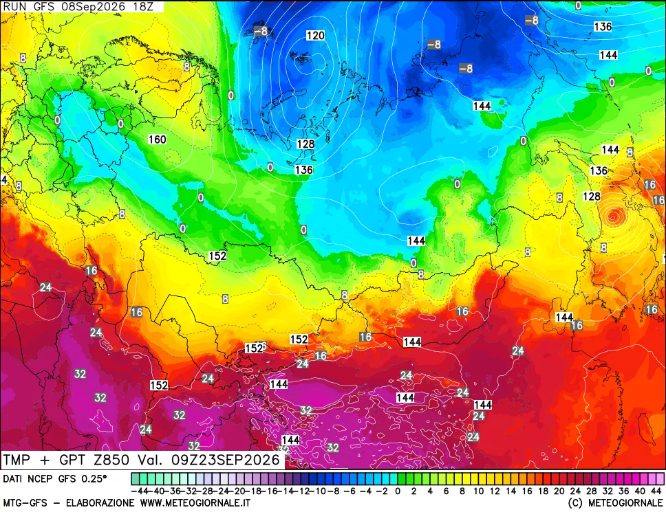 mappa 850 hPa Temp + GPT