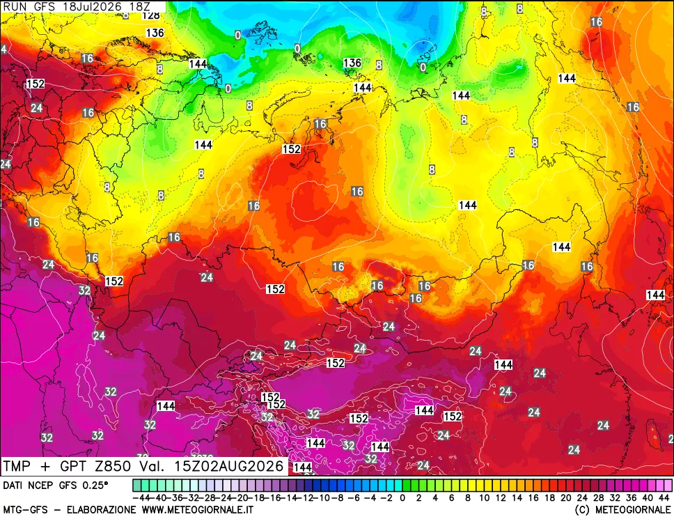 mappa 850 hPa Temp + GPT