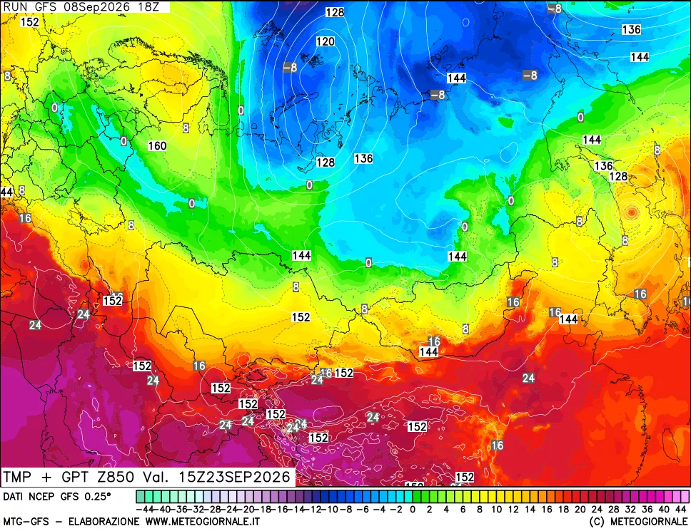 mappa 850 hPa Temp + GPT