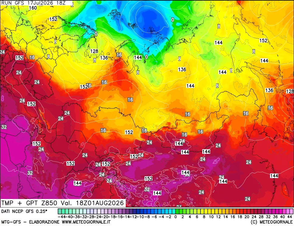mappa 850 hPa Temp + GPT
