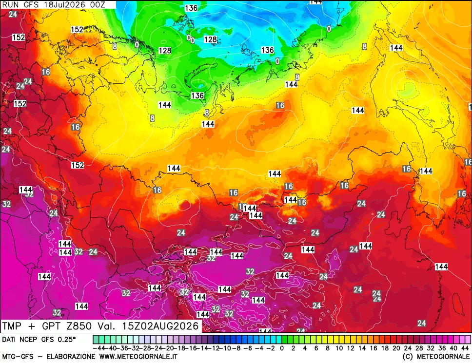 mappa 850 hPa Temp + GPT