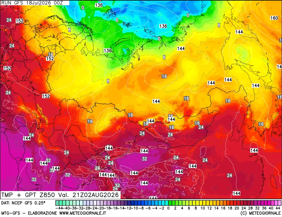 mappa 850 hPa Temp + GPT