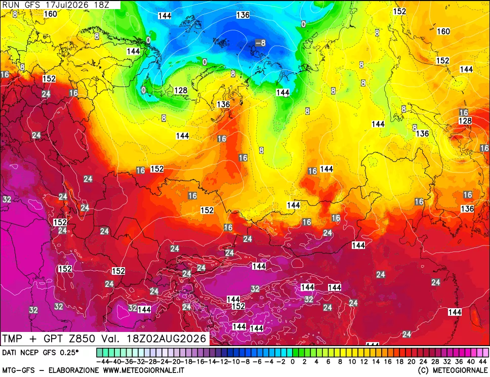 mappa 850 hPa Temp + GPT