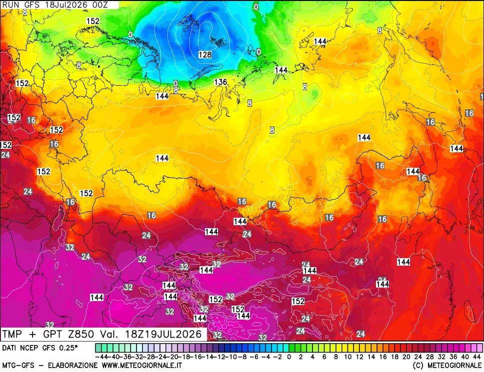 mappa 850 hPa Temp + GPT