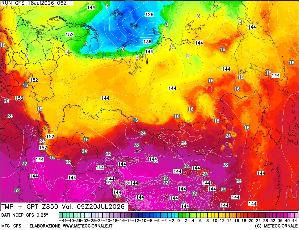mappa 850 hPa Temp + GPT