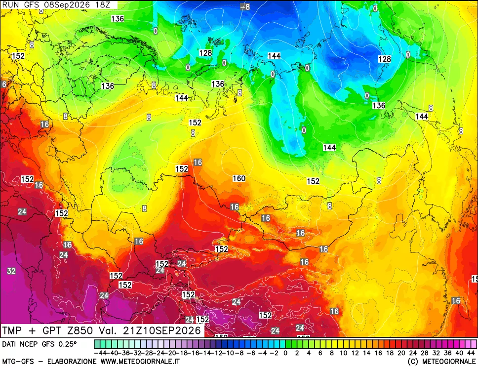 mappa 850 hPa Temp + GPT