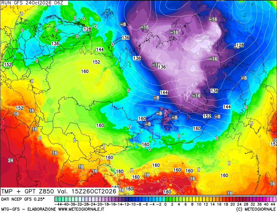mappa 850 hPa Temp + GPT