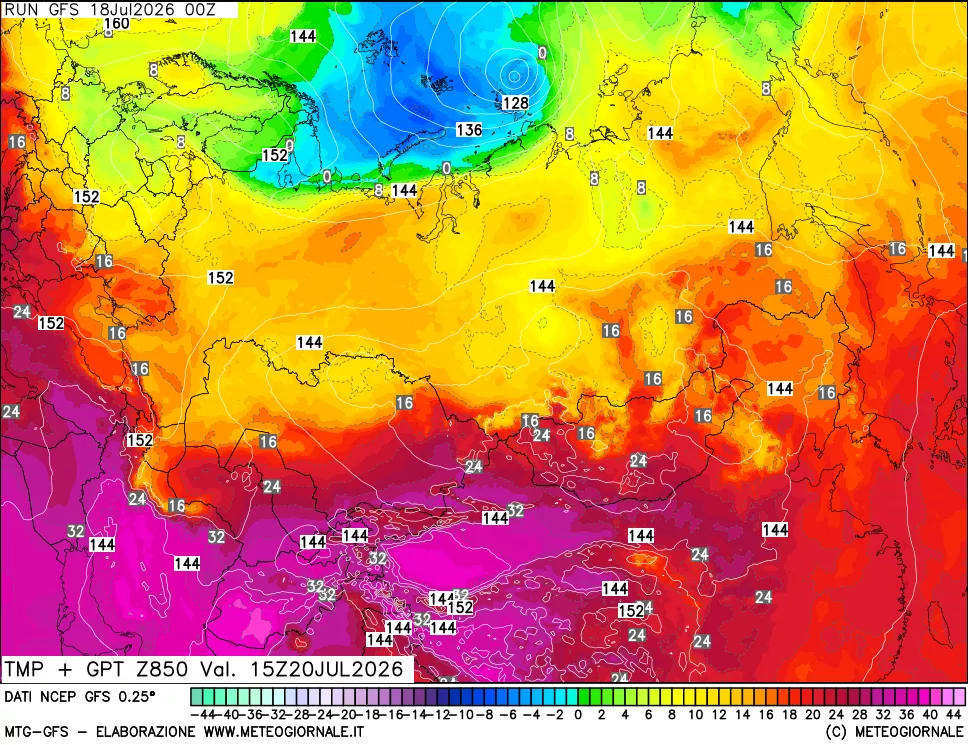 mappa 850 hPa Temp + GPT