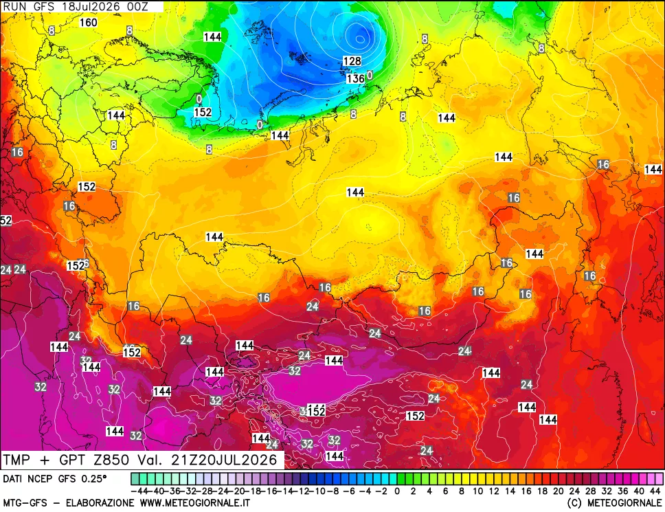 mappa 850 hPa Temp + GPT