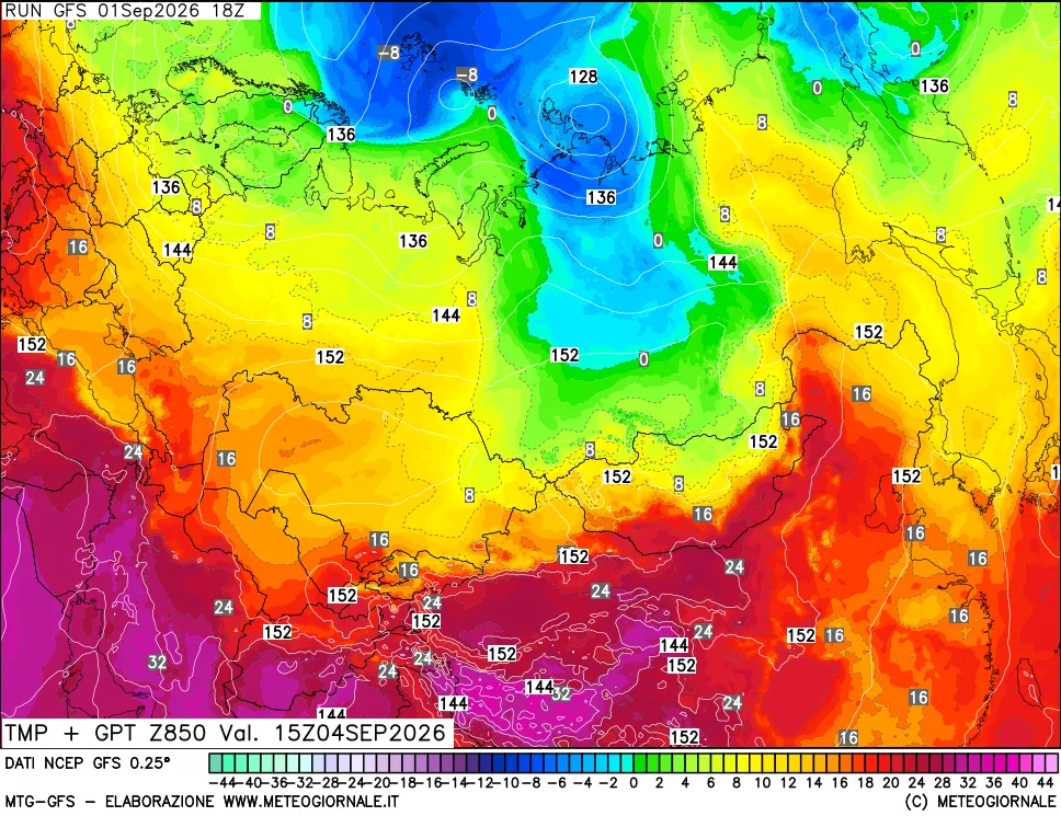 mappa 850 hPa Temp + GPT