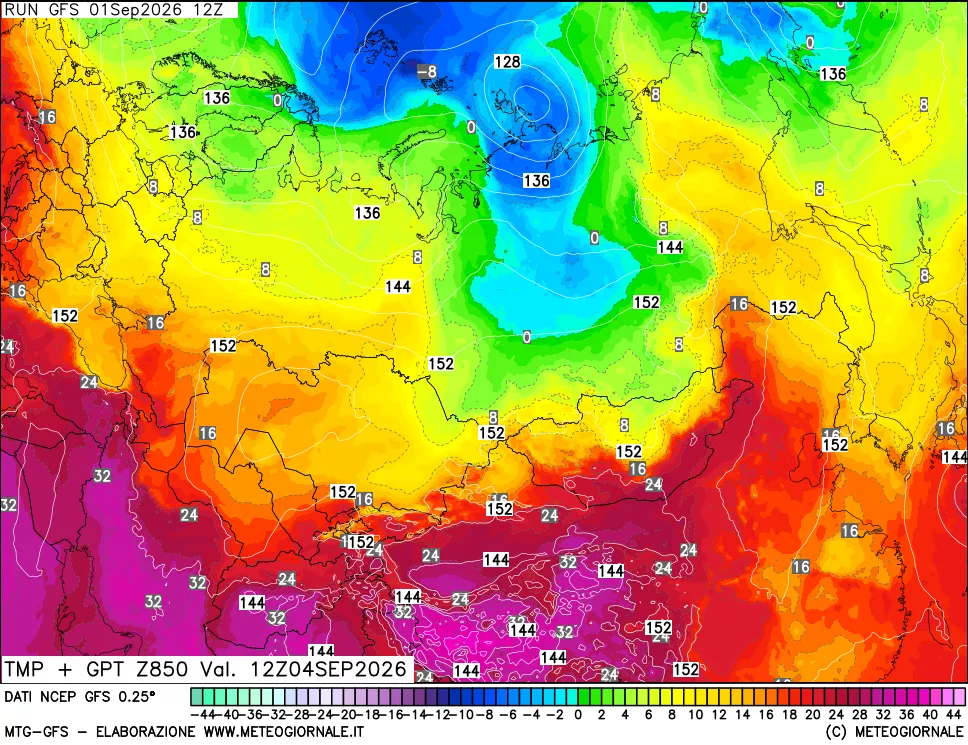 mappa 850 hPa Temp + GPT