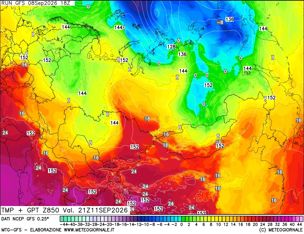 mappa 850 hPa Temp + GPT