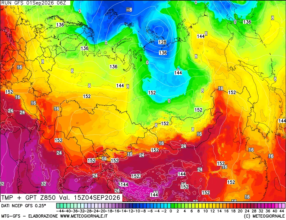mappa 850 hPa Temp + GPT