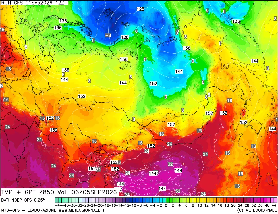 mappa 850 hPa Temp + GPT
