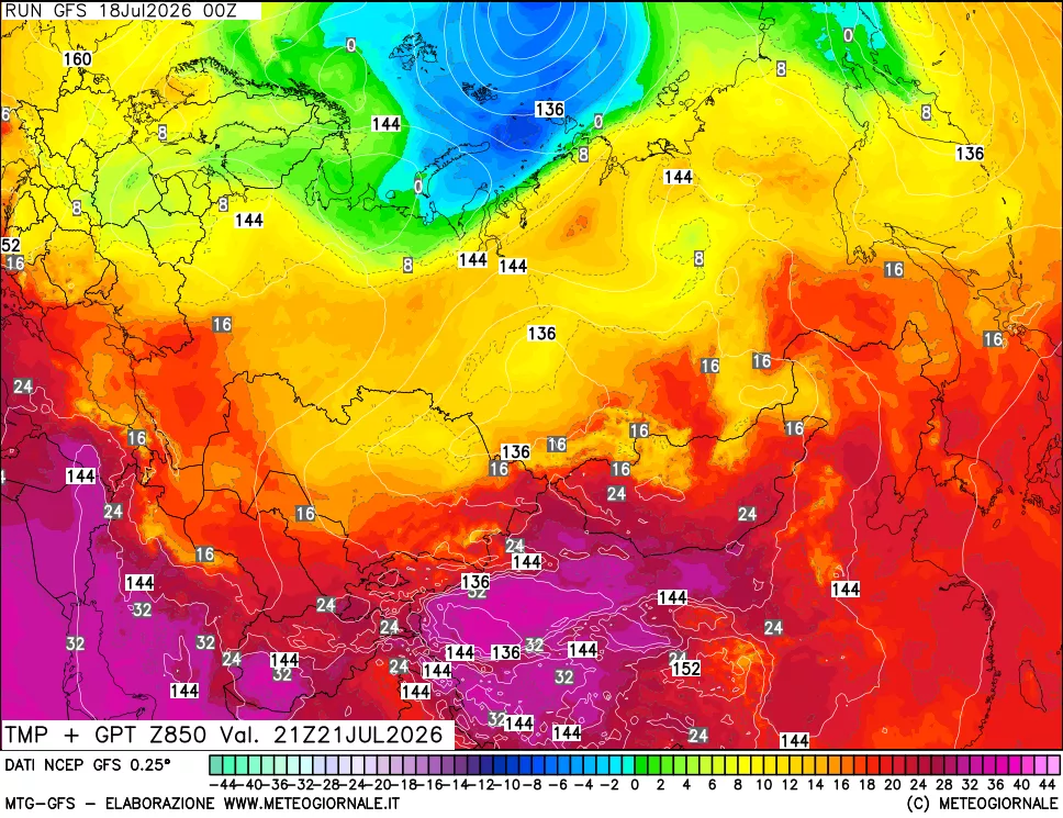 mappa 850 hPa Temp + GPT