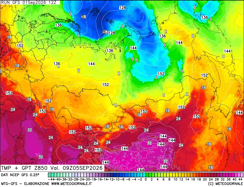 mappa 850 hPa Temp + GPT