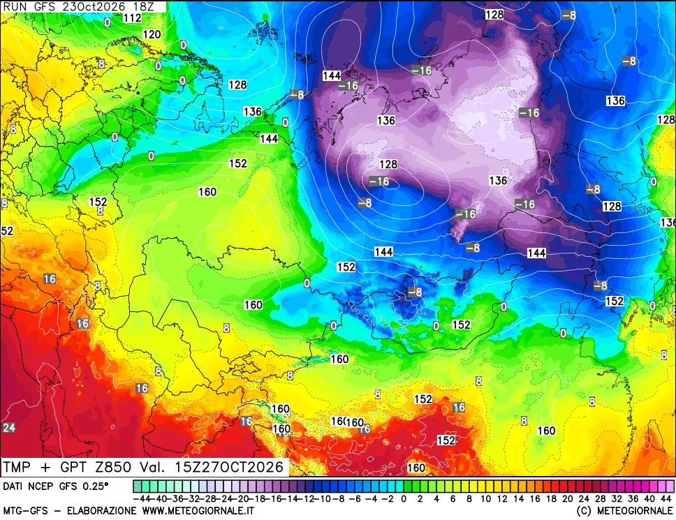 mappa 850 hPa Temp + GPT